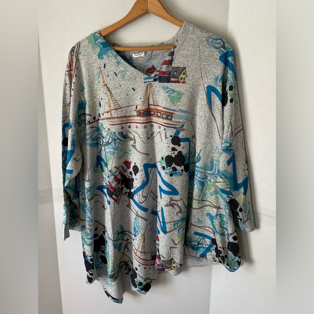 Et Lois xl long sleeve  print shirt lighthouse